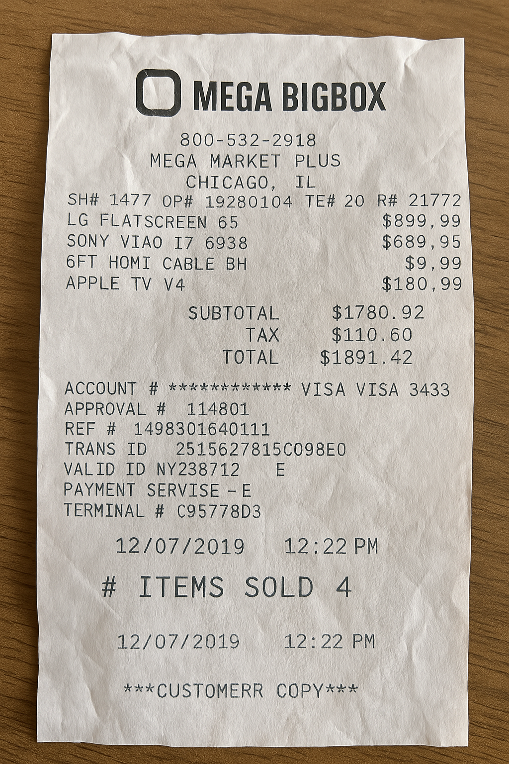 Big Box Store Receipt2