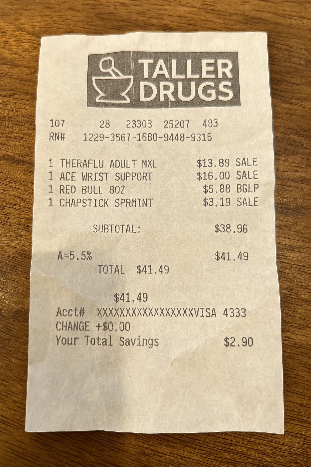Drug Pharmacy Receipt