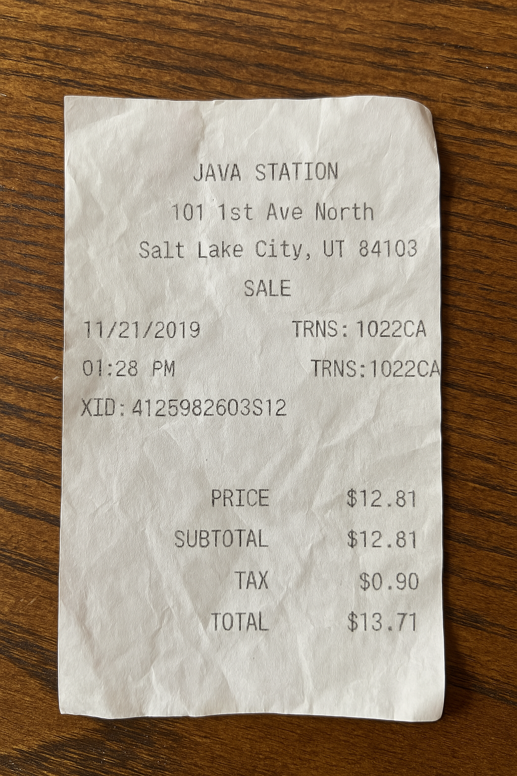 Food Drinks Receipt