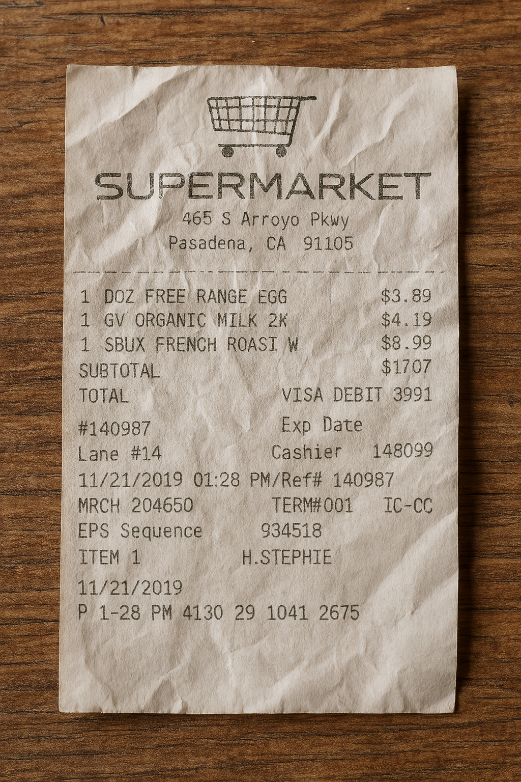 Grocery Market Receipt