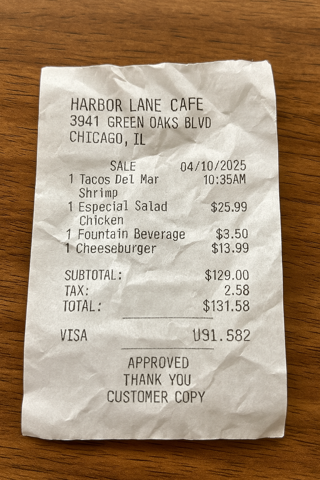 Restaurant Receipt