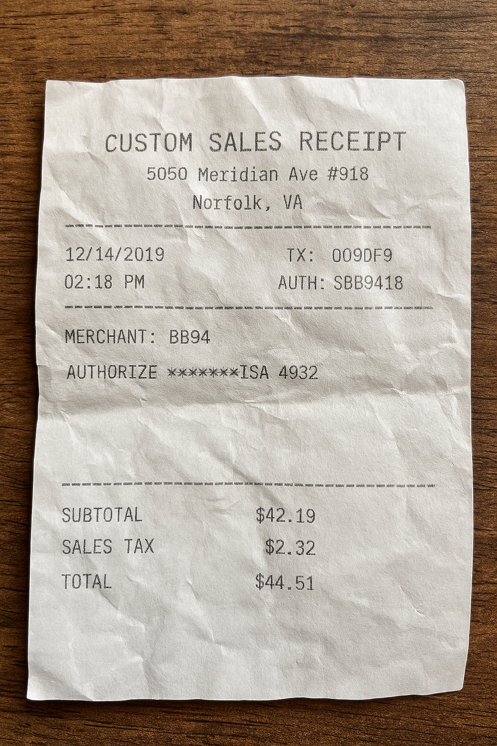 Sales Customer Receipt