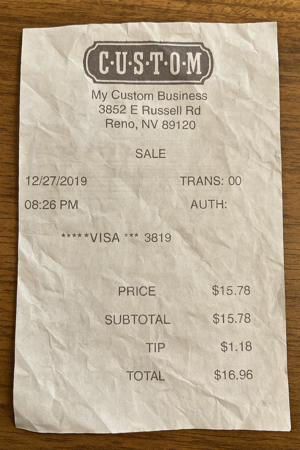 Sales Receipt Custom Logo