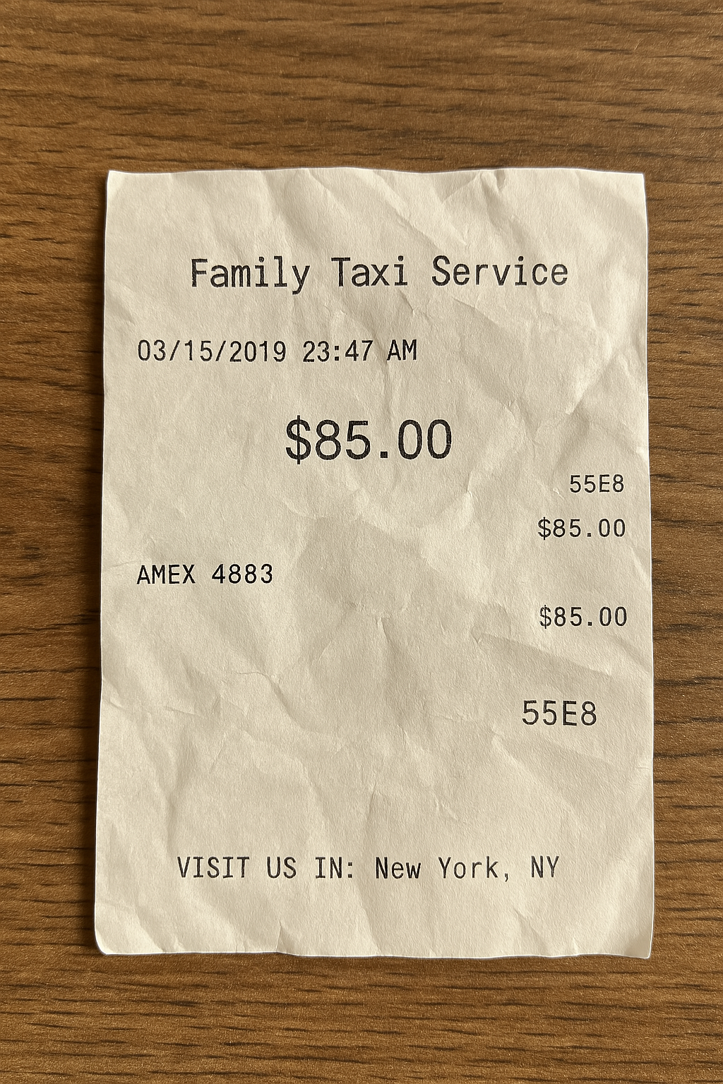 Taxi Cab Receipt