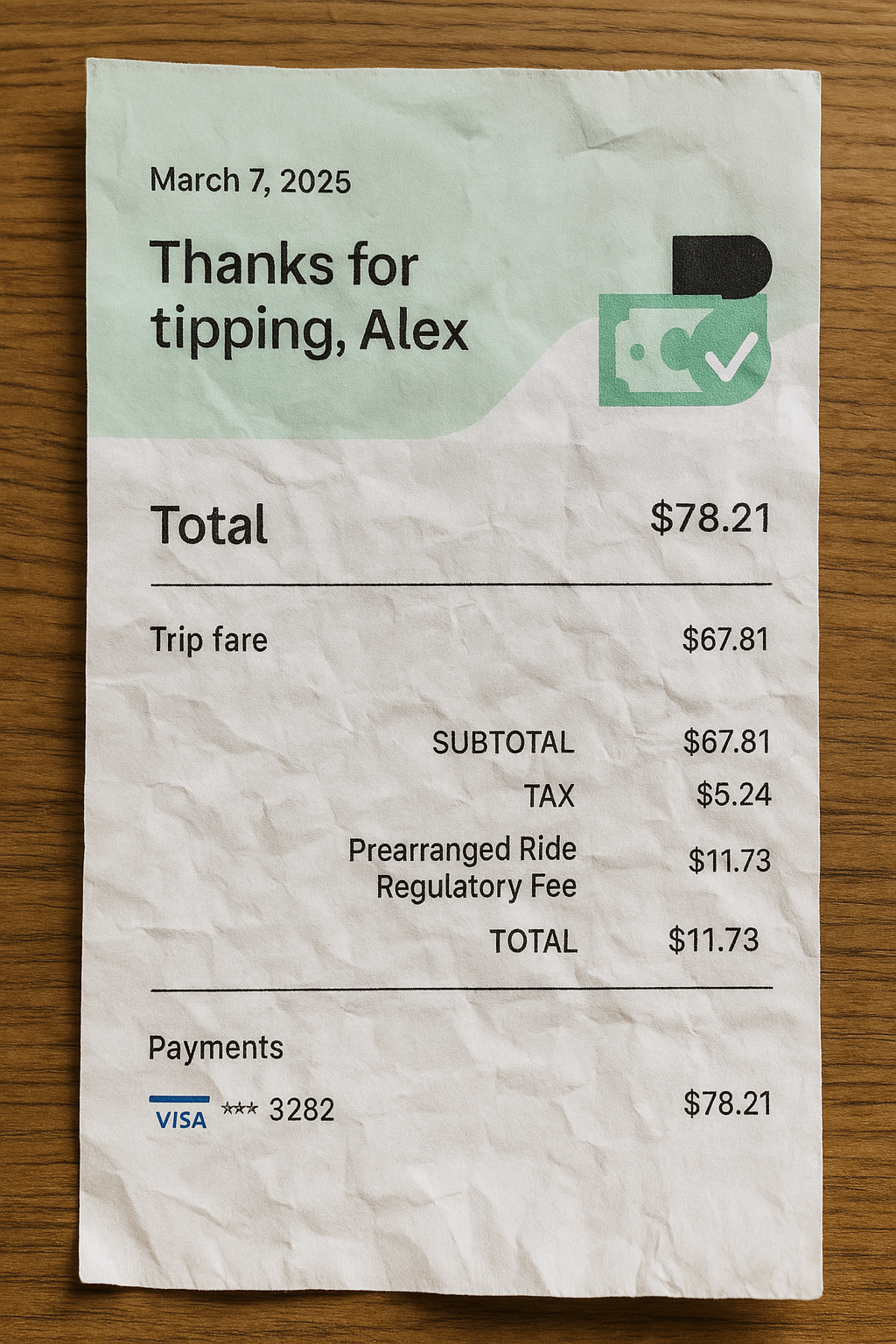 Uber Mobile Receipt 2025
